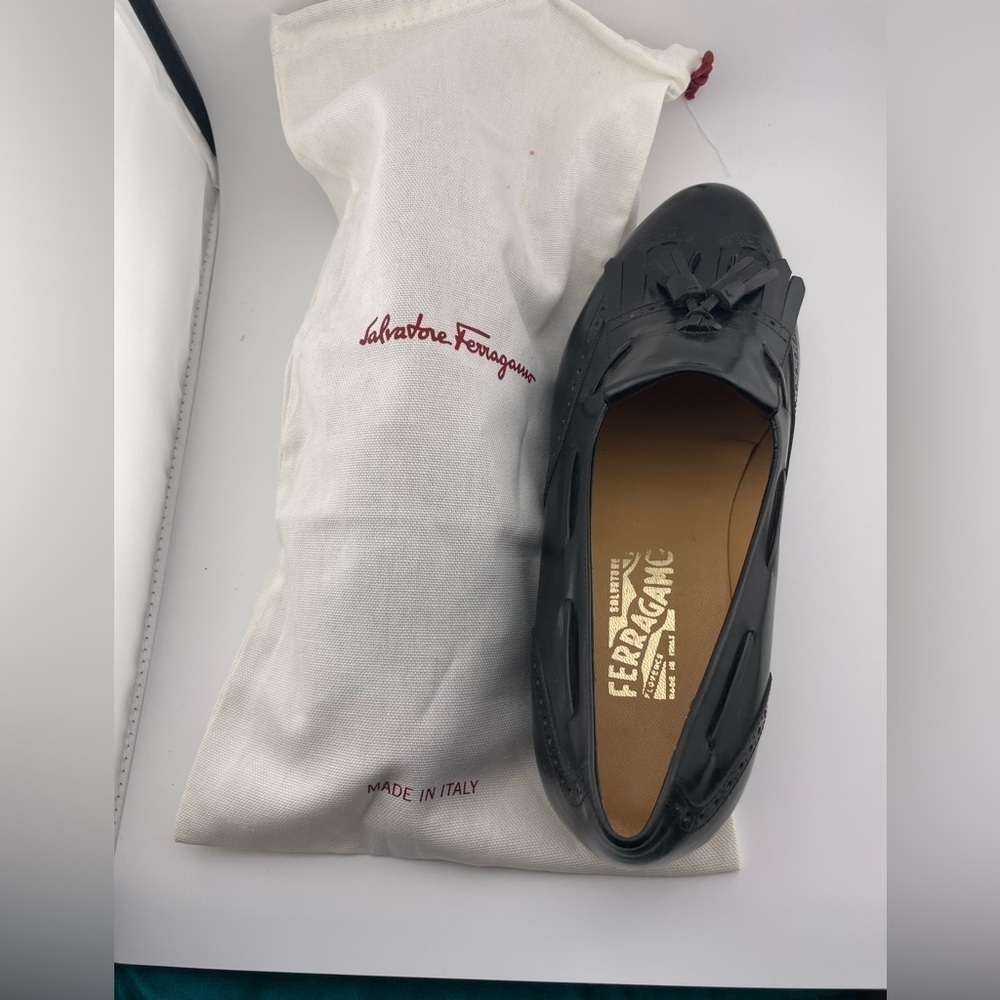 SALVATORE FERRAGAMO  Black Leather Eyelash Tassel Loafers 9.5E‌‌‌‌‌‌‌‌ - Picture 11 of 13
